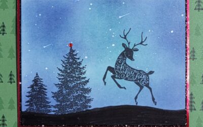 Stunning Night Sky Christmas Card with Peaceful Deer