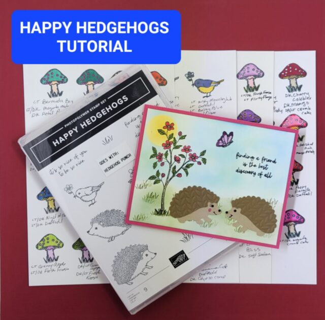 Hi Everyone! Here's my Stampin' Up Happy Hedgehog tutorial video. So for this stamp bundle I decided to give you some examples of cuts and coloring. I took the punch and cut out all different ways to color or layer the hedgehog. Then I took the mushroom and bird and used a bunch of the Stampin' Blends and give you some coloring ideas. I was very surprised at some of the color combinations. This is such a cute and fun little set that's worth buying. NoreenBrungardt.Stampinup.net